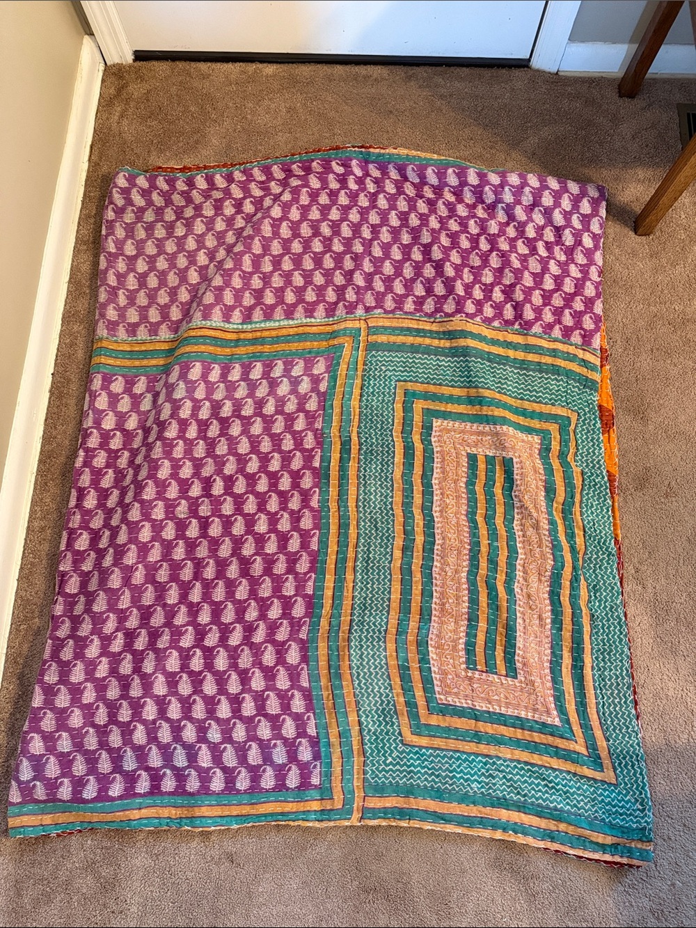 Handstitched Kantha Quilt Double Sided